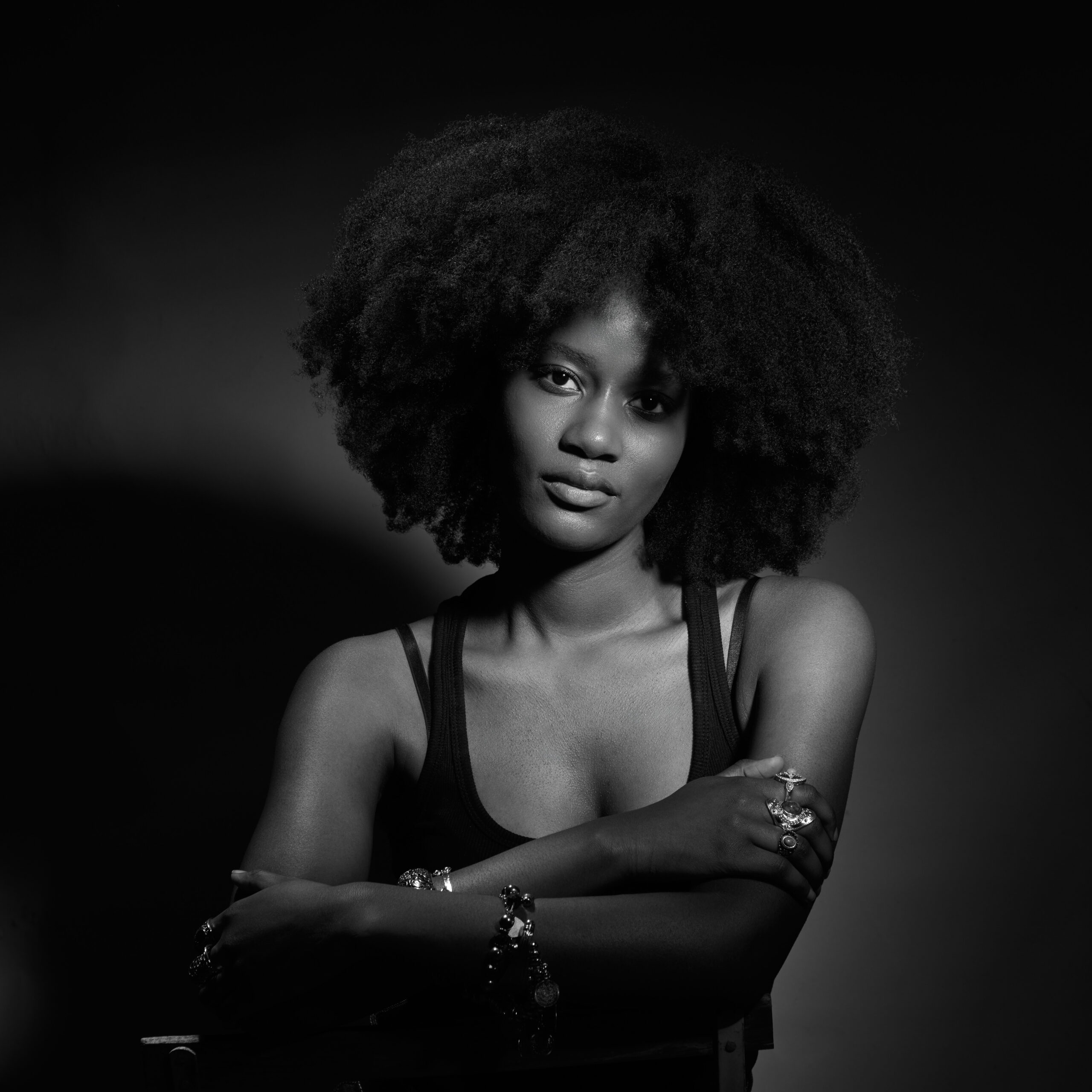 Maria portrait en noir et blanc